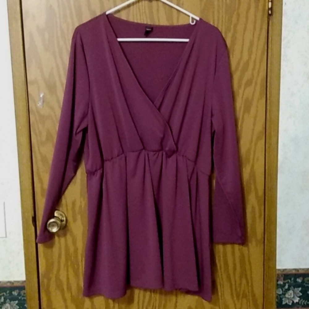 Plum Surplice Tunic Blouse - Picture 2 of 4